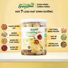 (MỚI) Hạt Dinh Dưỡng Healthy Mix Your Superfood Mix Nuts 7 Loại Hạt, Macca, Hạnh Nhân, Óc Chó Vàng, Óc Chó Đỏ, Điều, Bí Xanh, Dẻ Cười