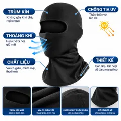 Combo 5 Cái Khăn Trùm Đầu Ninja Fullface Kiêm Khẩu Trang Chống Nắng Chống Bụi Thông Thoáng
