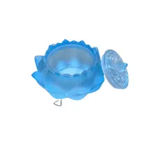 Lư xông trầm lưu ly hình đài sen màu xanh cao cấp, đầy đủ phụ kiện đi kèm( QUÀ: Miếng trầm bỏ ví Tài Lộc)