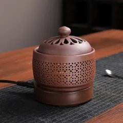 Lò xông trầm hương bằng điện bằng gốm cao cấp có đèn phát sáng( QUÀ :15g bột trầm kiến)