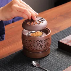 Lò xông trầm hương bằng điện bằng gốm cao cấp có đèn phát sáng( QUÀ :15g bột trầm kiến)