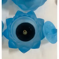 Lư xông trầm lưu ly hình đài sen màu xanh cao cấp, đầy đủ phụ kiện đi kèm( QUÀ: Miếng trầm bỏ ví Tài Lộc)