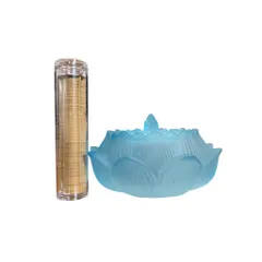 Combo Lư xông trầm lưu ly và hũ trầm Vân mây mini nén nguyên chất ko keo mùi thơm ngọt thư thái dễ chịu