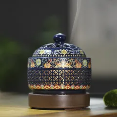 Lò xông trầm hương bằng điện hoa văn trang nhã, có  đèn phát sáng ( QUÀ : Miếng trầm bỏ ví Bình An)