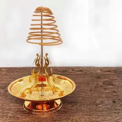 K Khay cá chép đốt nhang vòng 12 giờ , 24 giờ, loại nhang khoanh, chất liệu hợp kim không gỉ màu vàng size to