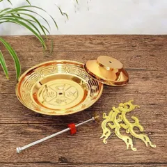 K Khay cá chép đốt nhang vòng 12 giờ , 24 giờ, loại nhang khoanh, chất liệu hợp kim không gỉ màu vàng size to