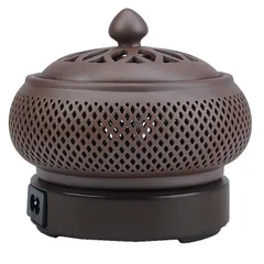 Lò xông trầm hương bằng điện có đèn phát sáng, chất liệu gốm cao cấp sang trọng( QUÀ : Miếng trầm bỏ ví Tài Lộc)