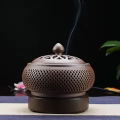 Lò xông trầm hương bằng điện có đèn phát sáng, chất liệu gốm cao cấp sang trọng( QUÀ : Miếng trầm bỏ ví Tài Lộc)