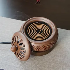 Lò xông trầm hương bằng điện có đèn phát sáng, chất liệu gốm cao cấp sang trọng( QUÀ : Miếng trầm bỏ ví Tài Lộc)