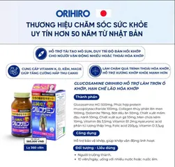 Viên Uống Glucosamine Orihiro 360 Viên - Hỗ Trợ Khớp và Xương Sức Khỏe Từ Thiên Nhiên, Duy Trì Linh Hoạt cho Người Cao Tuổi và Vận Động Viên