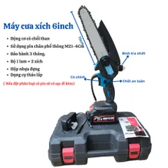MÁY CƯA XÍCH MINI 6 INCH DÙNG PIN CHÂN PHỔ THÔNG M21-4CM. Bảo hành 3 tháng.