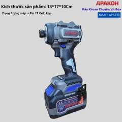 Máy Khoan Chuyên Vít Có Búa APAKOH APK-230N.m, Lực Siết 230N.m, 3800rmp/min. Động Cơ Không Chổi Than  Bảo Hành 12 Tháng.