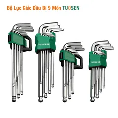 BỘ LỤC GIÁC ĐẦU BI 9 CHI TIẾT TUOSEN MÃ 10034, GIA CÔNG THÉP Chrome Vanadium CRV