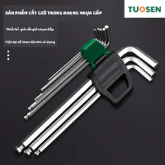 BỘ LỤC GIÁC ĐẦU BI 9 CHI TIẾT TUOSEN MÃ 10034, GIA CÔNG THÉP Chrome Vanadium CRV