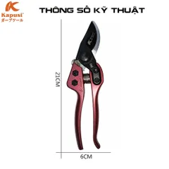 Kéo cắt cành trợ lực Nhật Kapusi K-8618 200mm, thép SK5, HRC 59