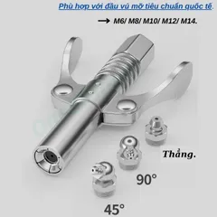 Đầu bơm mỡ bò 2 cánh 6 chấu , đảm bảo không phòi mỡ ở đầu bơm chắc chắn dễ thao tác