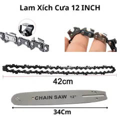 Dây Xích Cưa Và Lam Dẫn Hướng Lắp Cho Máy Cưa Xích 12inch Cưa Điện, Cưa Xăng