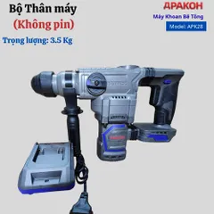 Máy Khoan Đục Bê Tông Dùng Pin APAKOH APK28 ,Đầu 28mm, Tốc Độ 10500rpm/min Động Cơ Không  Chổi Than. Bảo Hành 12 tháng.