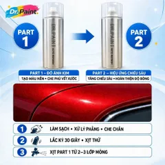 [TẶNG NHÁM] 2 Bình Sơn Xịt Xóa Vết Xước Xe Ô tô VINFAST VF3 màu ĐỎ ÁNH KIM CODE REC – CRIMSON RED chính hãng DR.PAINT