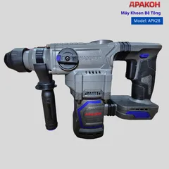 Máy Khoan Đục Bê Tông Dùng Pin APAKOH APK28 ,Đầu 28mm, Tốc Độ 10500rpm/min Động Cơ Không  Chổi Than. Bảo Hành 12 tháng.