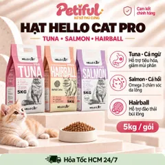 Hạt Cho Mèo Hello Cat Pro 5kg Tuna Cá Ngừ, Salmon Cá Hồi, Hairball - Dinh Dưỡng Hằng Ngày
