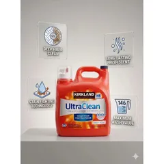 Kirkland Signature UltraClean Premium Laundry Detergent – Nước giặt đậm đặc Fresh Scent 5.73L / 146 lần giặt 914759