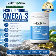 Dầu cá tự nhiên Fish Oil 1000 mg Omega 3 hãng Healthy Care của Úc hộp 400 viên