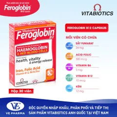 FEROGLOBIN B12 Capsules Bổ Sung Sắt, Kẽm, Axit Folic, B6 Hỗ Trợ Khả Năng Tạo Máu 30 Viên