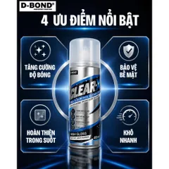 Sơn phủ bóng trong suốt đa năng D-BOND Clear-X nhanh khô cho nhiều bề mặt, bình xịt tiện dụng, phục hồi đồ cũ