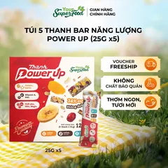 (MỚI) Hộp 5 Thanh Năng Lượng Power Up Bar, Không Đường, 34% Đạm Từ Your Superfood
