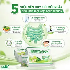 Cốm Nonitabon TPBVSK hộp 20 gói x 4g nhuận tràng, giảm táo bón