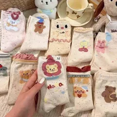 Sét 10 Đôi Tất Vớ Muối Tiêu Họa Tiết Xinh Hình Hoa, Hình Gấu Thoáng Nhẹ(Lẻ 5 Đôi)