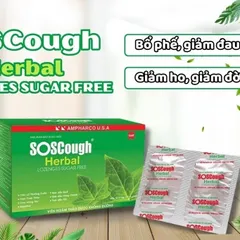 Viên ngậm SOS Cough Herbal không đường (10 vỉ x 4 viên) - Giúp bổ phế, giảm ho, đau họng