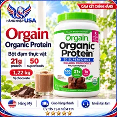 Bột đạm thực vật hữu cơ socola 1200g, 1.2kg Orgain Organic Protein chocolate