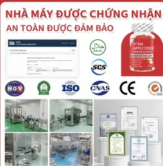 Kẹo Dẻo Giấm Táo VTÉAY Vitamin B12, B9 Hỗ Trợ Tiêu Hóa, Giữ Dáng Apple Cider Vinegar Gummies (Hộp 60 Viên)