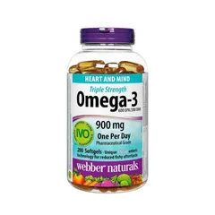 Dầu Cá Webber Naturals Triple Strength Omega-3 900mg - Hỗ Trợ Tim Mạch, Chức Năng Não Bộ & Sức Khỏe Thị Lực, 80 Viên