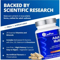 CanPrev Adult Multi – Đa Vitamin Và Khoáng Chất Không Chứa Sắt, Hỗ Trợ Sức Khỏe Toàn Diện