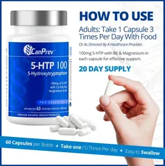 Viên uống CanPrev 5-HTP 100 – Cải thiện giấc ngủ, giảm stress, cân bằng tâm trạng
