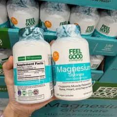 Viên uống Feel Good Magnesium Glycinate High Absorption |180 viên| Thư giãn hệ thần kinh & cơ bắp - Củng cố xương & Ổn định tim mạch [SP Chuẩn Mỹ không tem]