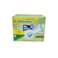 Viên Rửa Chén Bát Mr.Fresh Cho Máy Rửa Chén - Hộp 39 Viên x 10G, Công Nghệ PureClean Giúp Rửa Sạch Sáng Bóng Chén Dĩa.