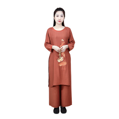 Áo Dài Cách Tân Đi Chùa Hoa Sen - Thiết Kế Hiện Đại, Thanh Lịch - Size S, M, L Cho Nữ Giới Thời Trang Việt Nam
