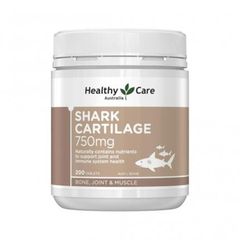 Viên uống bổ trợ xương khớp Healthy Care Shark Cartilage 750mg - Hỗ trợ sức khỏe khớp, 200 viên, sản phẩm từ Úc