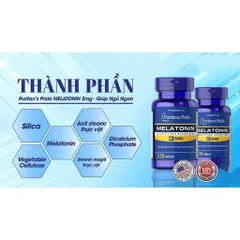 Viên uống hỗ trợ giấc ngủ Puritan's Pride Nighttime Sleep Aid 3mg - 60 viên cải thiện giấc ngủ tự nhiên và giảm căng thẳng.