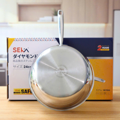 Chảo Inox Seka Sâu Lòng Vân Kim Cương 24cm/28cm - Chảo Bếp Từ Chống Dính Cao Cấp, Đảm Bảo Nhiệt Độ Ổn Định