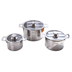 Bộ nồi inox 3 món đáy từ Seka SKM6687 - Inox 304 Cao Cấp, Bếp Từ, Kích Thước 16cm, 20cm, 24cm - Nấu ăn Gia Đình Thoải Mái