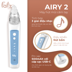 Máy Hút Mũi Cho Bé Fatzbaby Airy 2 - Đầu Hút Silicone Mềm, 3 Cấp Độ Điều Chỉnh, Âm Nhạc Dịu Dàng, An Toàn Cho Trẻ Em