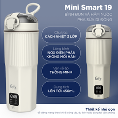 Bình Đun Nước Pha Sữa Fatzbaby Mini Smart 19 FB3821YB - Đun Sôi Siêu Tốc 6 Mức Nhiệt, Dung Tích 450ml, Thiết Kế Nhỏ Gọn, Tiện Lợi cho Mẹ và Bé