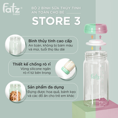 Bộ 2 Bình Trữ Sữa Thủy Tinh Fatzbaby Store 3 - Dung Tích 180ml Chống Rò Rỉ, Dễ Vệ Sinh - Giải Pháp Trữ Sữa Hiện Đại Cho Bé
