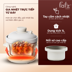 Nồi nhiệt hầm nấu chậm Fatzbaby Slow 7 FB9117ZT - Đa năng 1L, 6 chương trình nấu tự động, giữ ấm thông minh cho bé và gia đình nhỏ