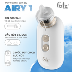 Máy Hút Mũi Cầm Tay Fatzbaby Airy 1 NC007 - Lực Hút Mạnh, Độ Ồn Thấp, Pin Sạc 800mAh Cho Bé Thở Dễ Dàng Hơn